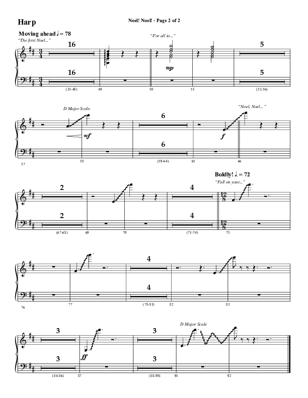Noel Noel (Instrumental) Harp (Word Music Choral / Arr. Marty Parks)