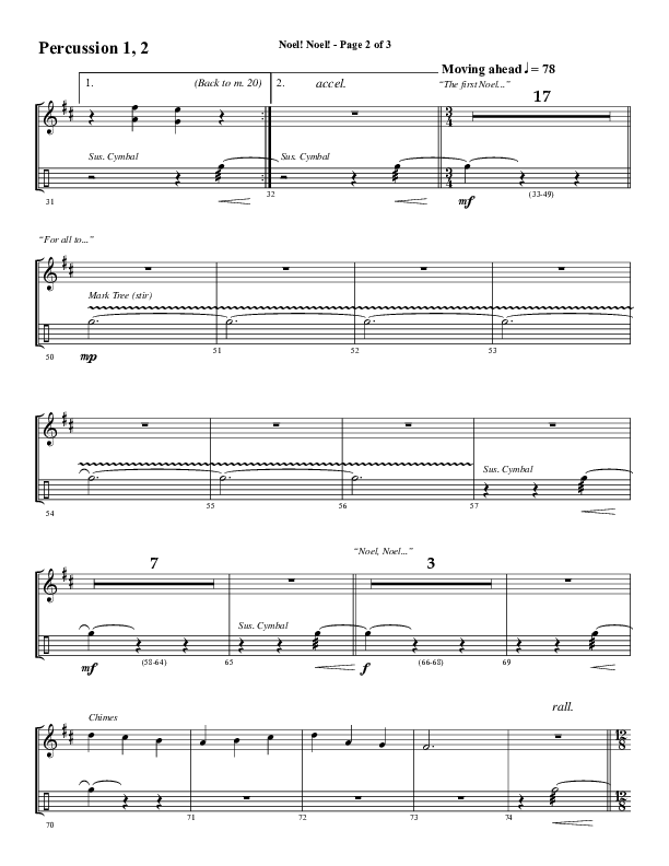 Noel Noel (Instrumental) Percussion 1/2 (Word Music Choral / Arr. Marty Parks)