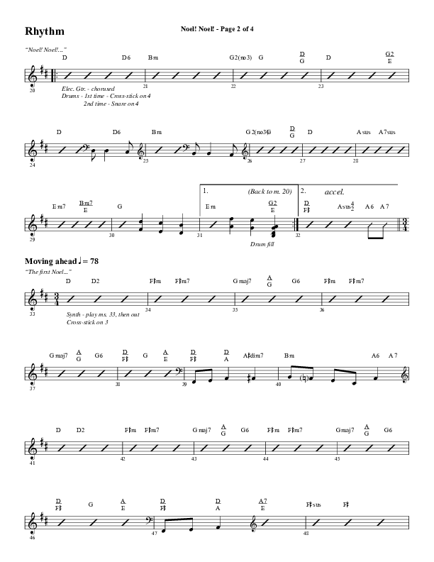 Noel Noel (Instrumental) Rhythm Chart (Word Music Choral / Arr. Marty Parks)