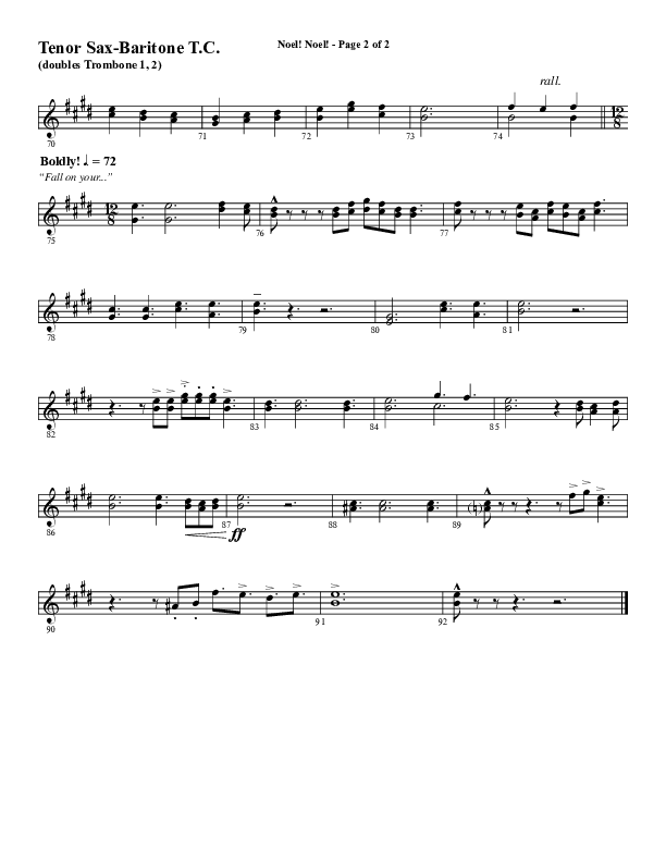 Noel Noel (Choral Anthem SATB) Tenor Sax/Baritone T.C. (Word Music Choral / Arr. Marty Parks)