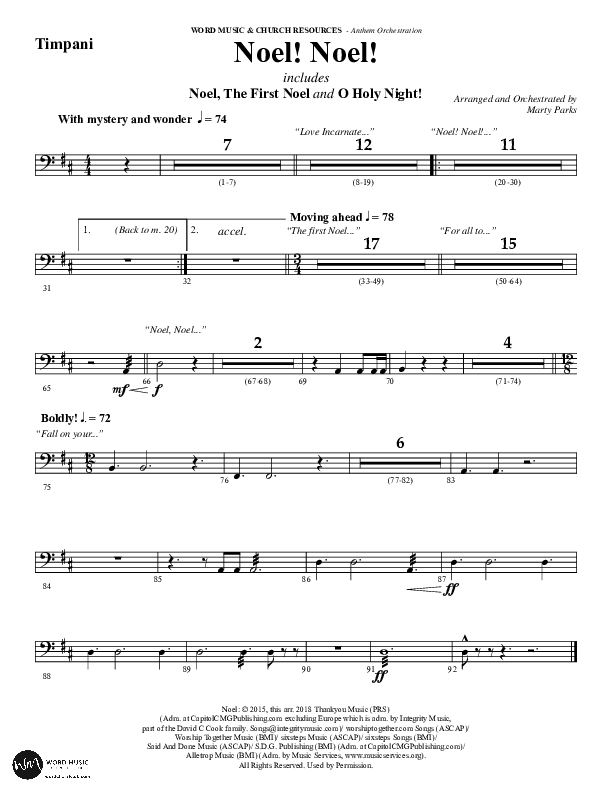 Noel Noel (Instrumental) Timpani (Word Music Choral / Arr. Marty Parks)