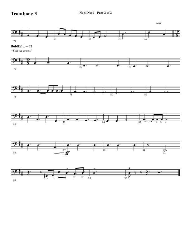 Noel Noel (Instrumental) Trombone 3 (Word Music Choral / Arr. Marty Parks)