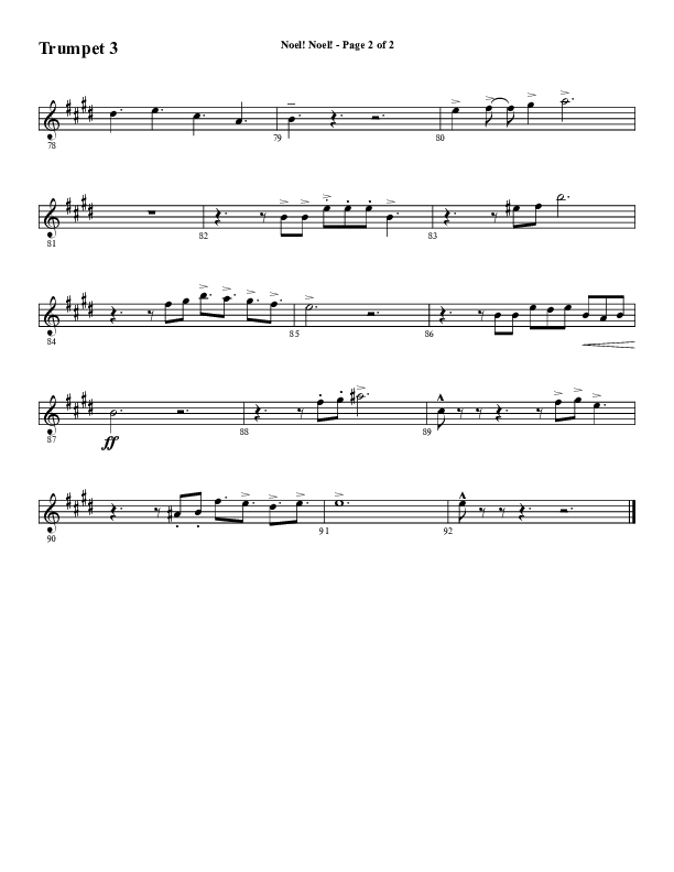 Noel Noel (Choral Anthem SATB) Trumpet 3 (Word Music Choral / Arr. Marty Parks)