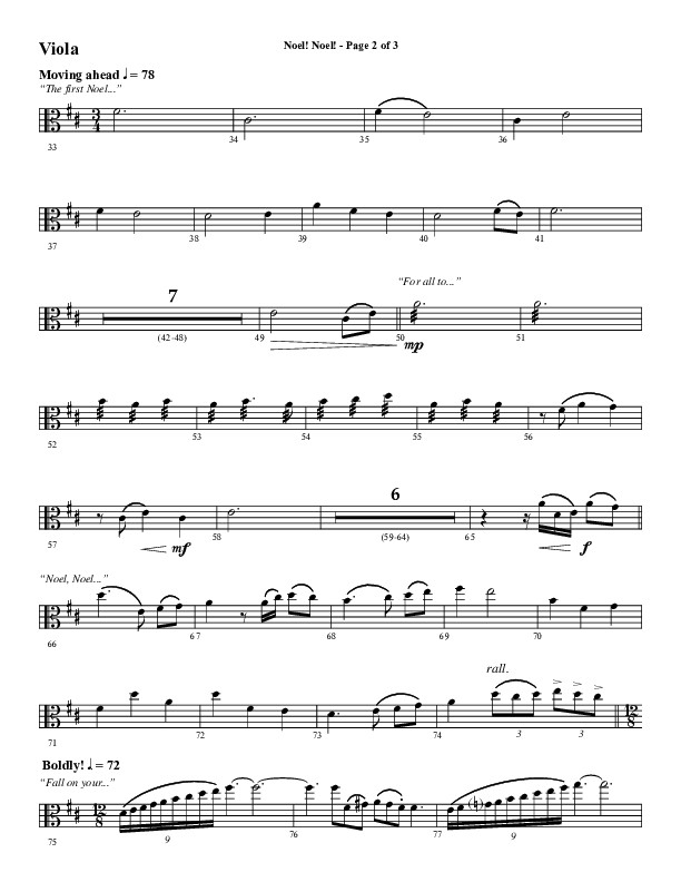Noel Noel (Choral Anthem SATB) Viola (Word Music Choral / Arr. Marty Parks)