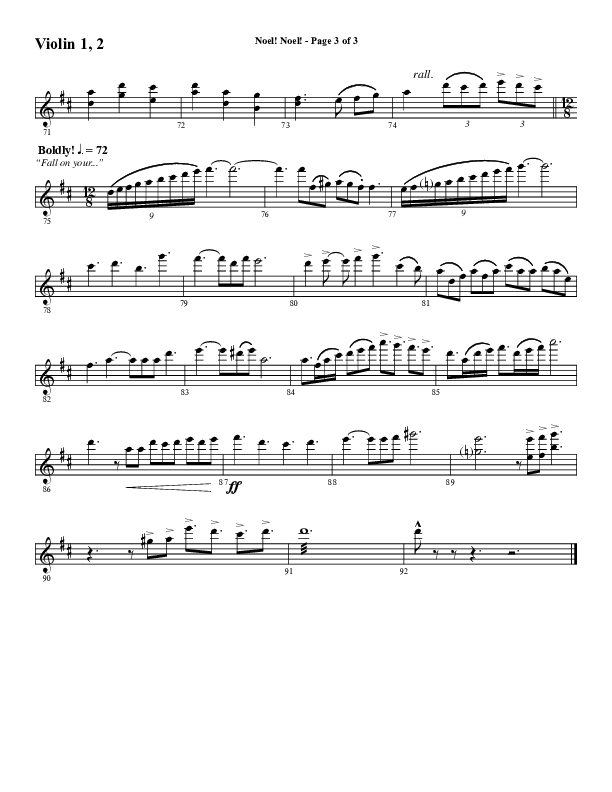 Noel Noel (Instrumental) Violin 1/2 (Word Music Choral / Arr. Marty Parks)