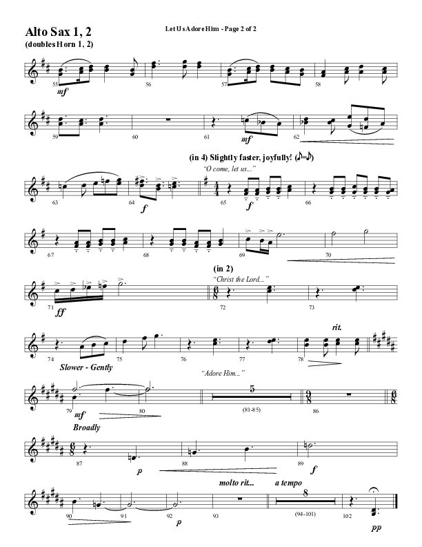 Let Us Adore Him (Gesu Bambino) (Choral Anthem SATB) Alto Sax 1/2 (Word Music Choral / Arr. David Hamilton)