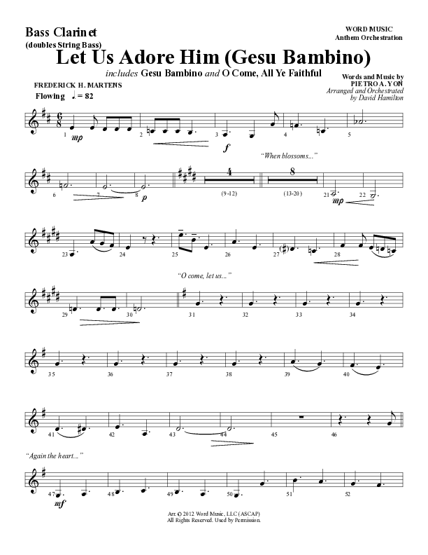 Let Us Adore Him (Gesu Bambino) (Choral Anthem SATB) Bass Clarinet (Word Music Choral / Arr. David Hamilton)