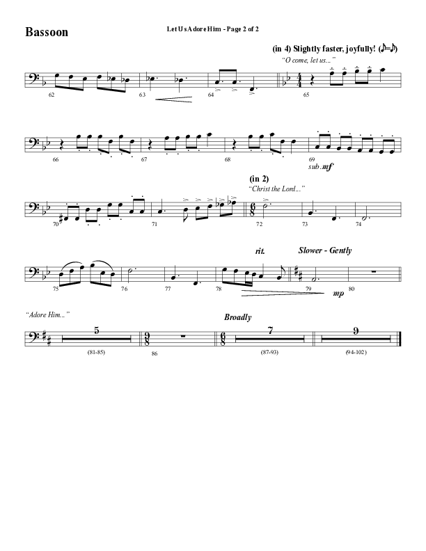 Let Us Adore Him (Gesu Bambino) (Choral Anthem SATB) Bassoon (Word Music Choral / Arr. David Hamilton)