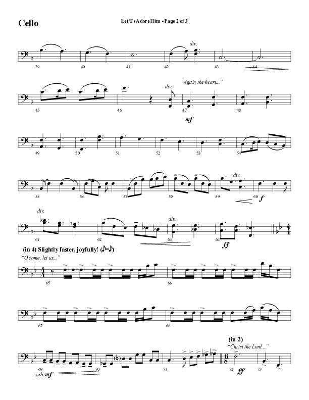 Let Us Adore Him (Gesu Bambino) (Choral Anthem SATB) Cello (Word Music Choral / Arr. David Hamilton)