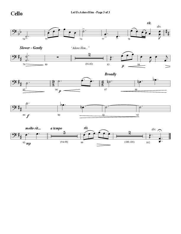 Let Us Adore Him (Gesu Bambino) (Choral Anthem SATB) Cello (Word Music Choral / Arr. David Hamilton)