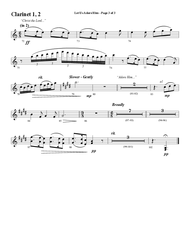Let Us Adore Him (Gesu Bambino) (Choral Anthem SATB) Clarinet 1/2 (Word Music Choral / Arr. David Hamilton)
