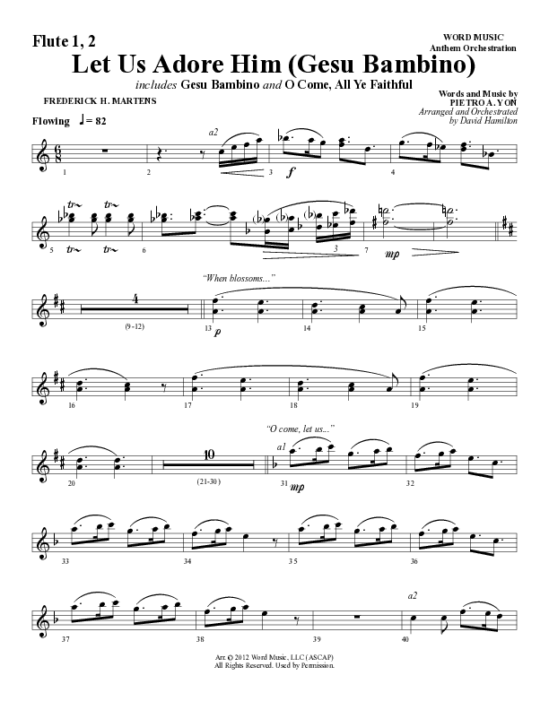 Let Us Adore Him (Gesu Bambino) (Choral Anthem SATB) Flute 1/2 (Word Music Choral / Arr. David Hamilton)
