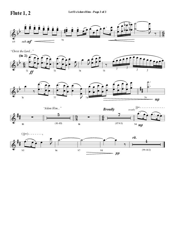 Let Us Adore Him (Gesu Bambino) (Choral Anthem SATB) Flute 1/2 (Word Music Choral / Arr. David Hamilton)