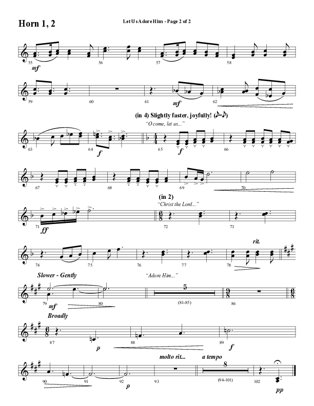 Let Us Adore Him (Gesu Bambino) (Choral Anthem SATB) French Horn 1/2 (Word Music Choral / Arr. David Hamilton)