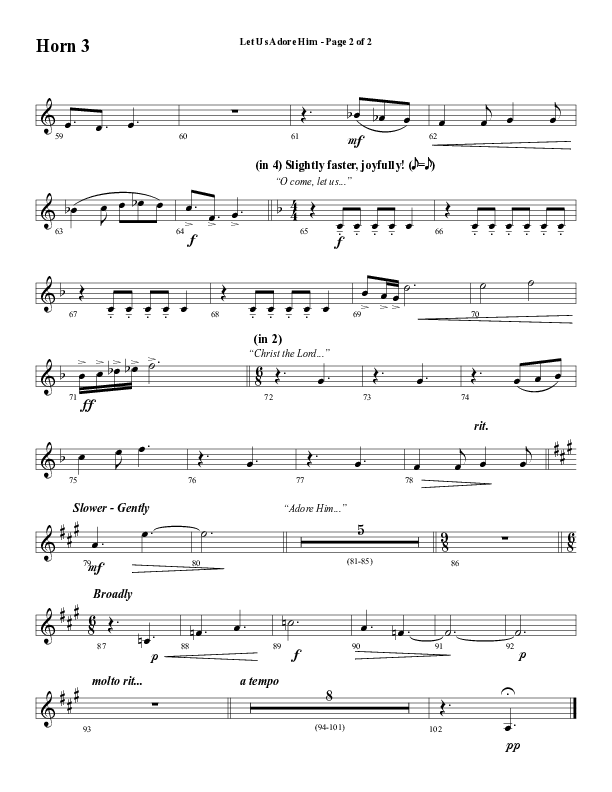 Let Us Adore Him (Gesu Bambino) (Choral Anthem SATB) French Horn 3 (Word Music Choral / Arr. David Hamilton)