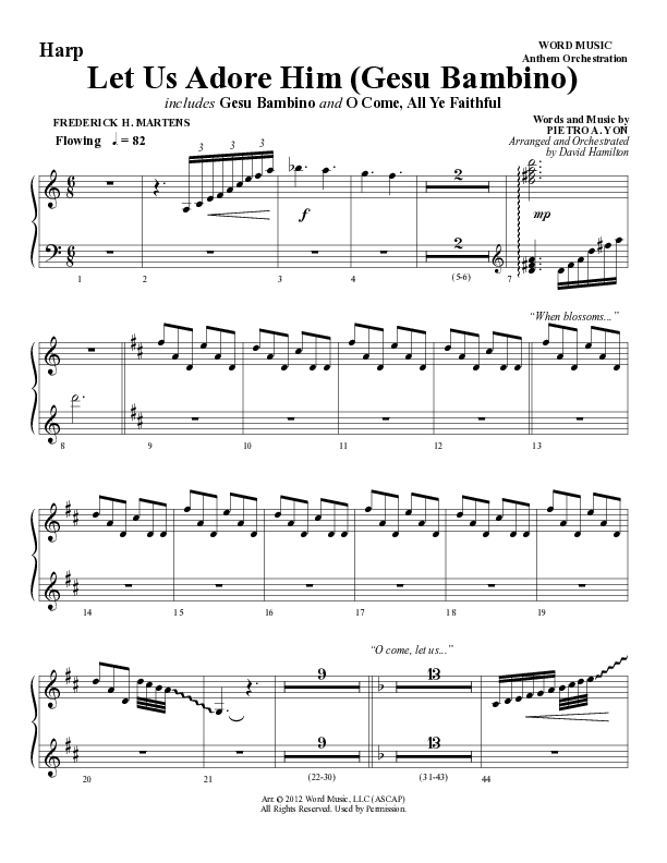 Let Us Adore Him (Gesu Bambino) (Choral Anthem SATB) Harp (Word Music Choral / Arr. David Hamilton)