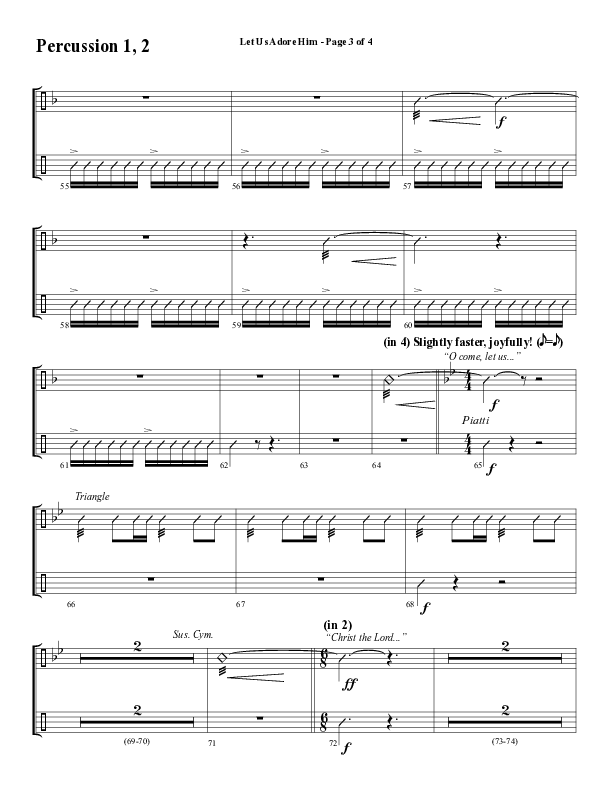 Let Us Adore Him (Gesu Bambino) (Choral Anthem SATB) Percussion (Word Music Choral / Arr. David Hamilton)