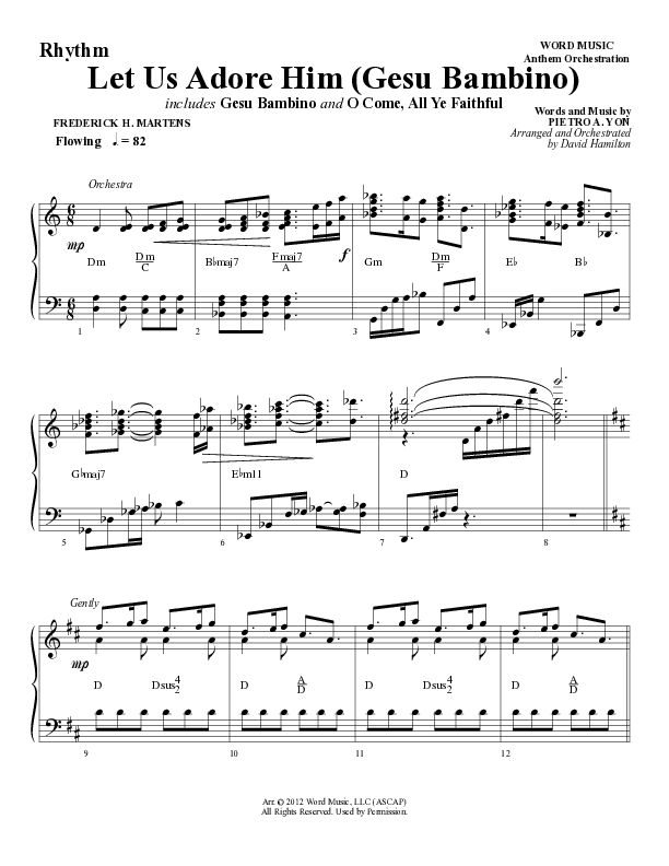 Let Us Adore Him (Gesu Bambino) (Choral Anthem SATB) Rhythm Chart (Word Music Choral / Arr. David Hamilton)