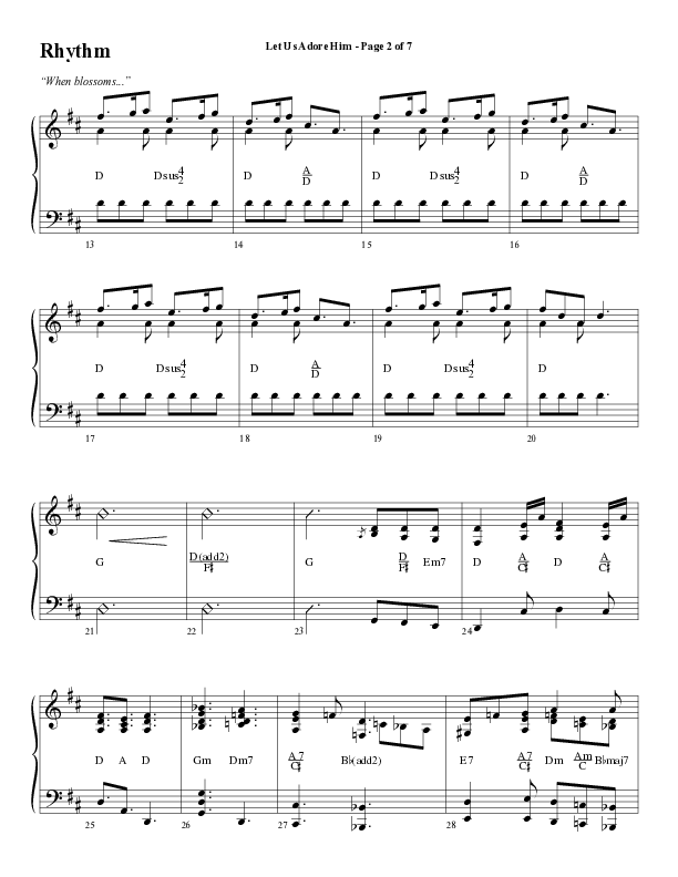 Let Us Adore Him (Gesu Bambino) (Choral Anthem SATB) Rhythm Chart (Word Music Choral / Arr. David Hamilton)