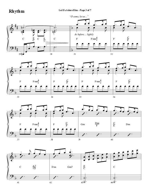 Let Us Adore Him (Gesu Bambino) (Choral Anthem SATB) Rhythm Chart (Word Music Choral / Arr. David Hamilton)