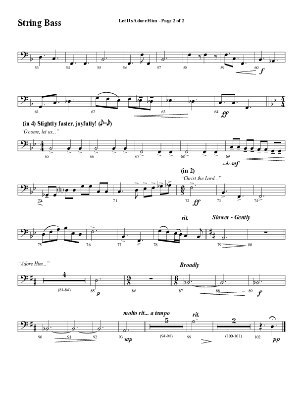 Let Us Adore Him (Gesu Bambino) (Choral Anthem SATB) String Bass (Word Music Choral / Arr. David Hamilton)