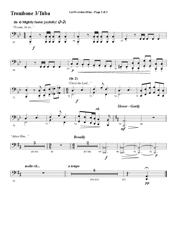 Let Us Adore Him (Gesu Bambino) (Choral Anthem SATB) Trombone 3/Tuba (Word Music Choral / Arr. David Hamilton)