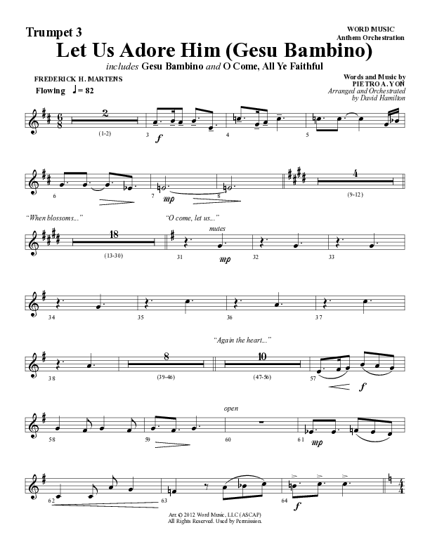 Let Us Adore Him (Gesu Bambino) (Choral Anthem SATB) Trumpet 3 (Word Music Choral / Arr. David Hamilton)