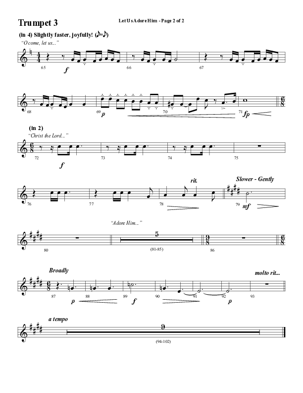 Let Us Adore Him (Gesu Bambino) (Choral Anthem SATB) Trumpet 3 (Word Music Choral / Arr. David Hamilton)