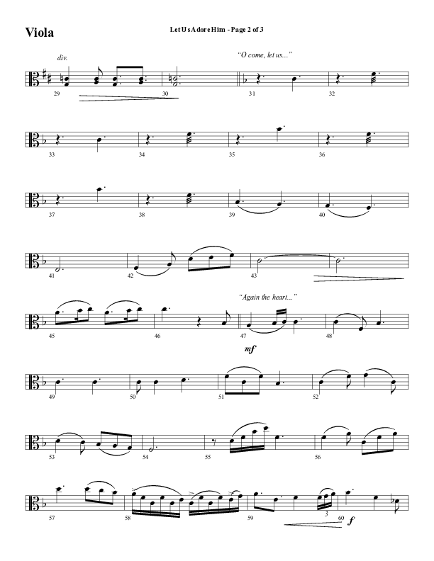 Let Us Adore Him (Gesu Bambino) (Choral Anthem SATB) Viola (Word Music Choral / Arr. David Hamilton)