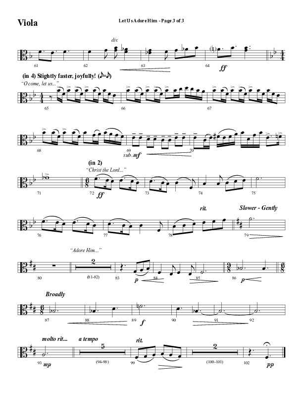 Let Us Adore Him (Gesu Bambino) (Choral Anthem SATB) Viola (Word Music Choral / Arr. David Hamilton)
