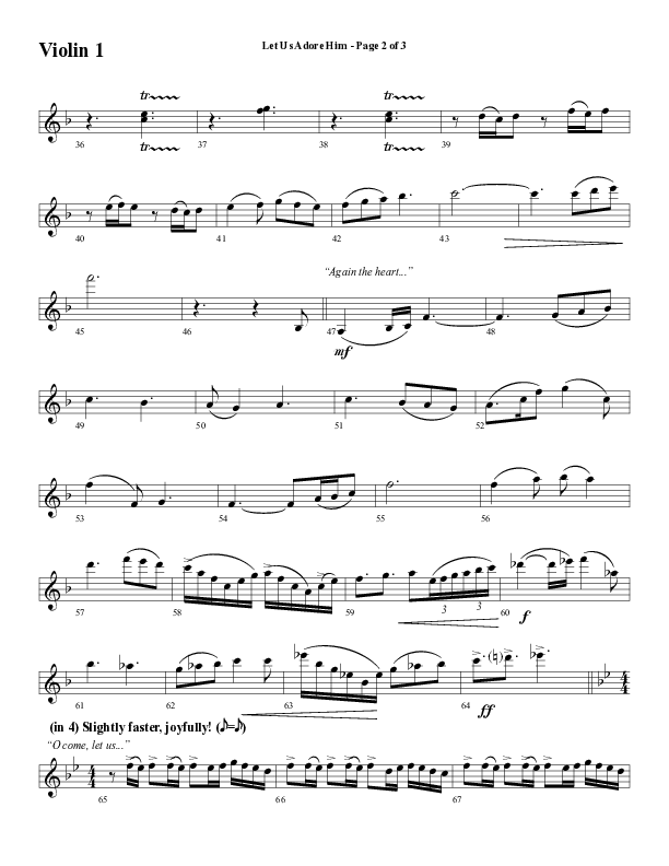 Let Us Adore Him (Gesu Bambino) (Choral Anthem SATB) Violin 1 (Word Music Choral / Arr. David Hamilton)