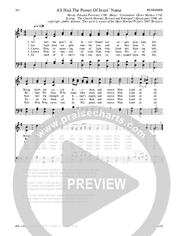 All Hail The Power Of Jesus Name Hymn Sheet (SATB) (Traditional Hymn)