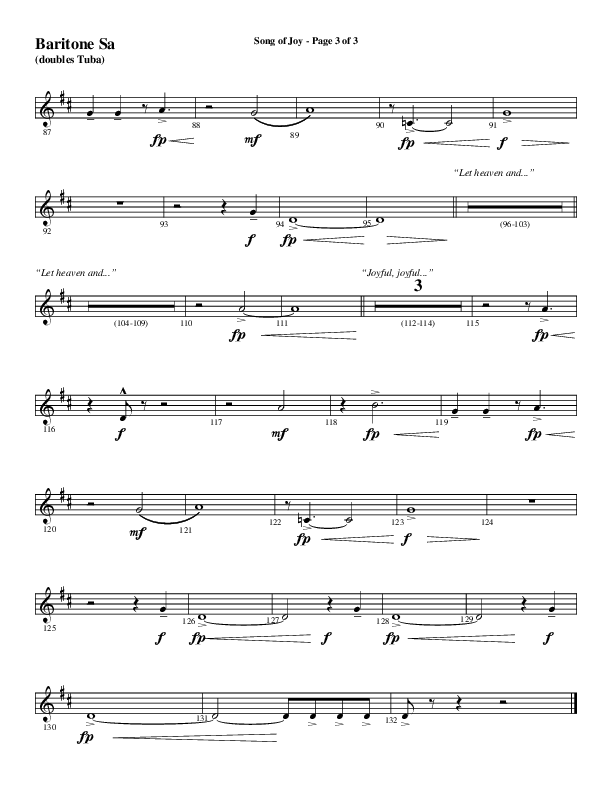 Song Of Joy with Hark The Herald Angels Sing (Choral Anthem SATB) Bari Sax (Word Music Choral / Arr. Marty Parks)
