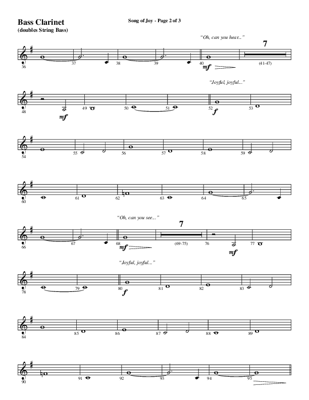 Song Of Joy with Hark The Herald Angels Sing (Choral Anthem SATB) Bass Clarinet (Word Music Choral / Arr. Marty Parks)