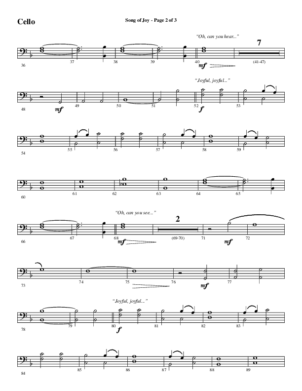 Song Of Joy with Hark The Herald Angels Sing (Choral Anthem SATB) Cello (Word Music Choral / Arr. Marty Parks)