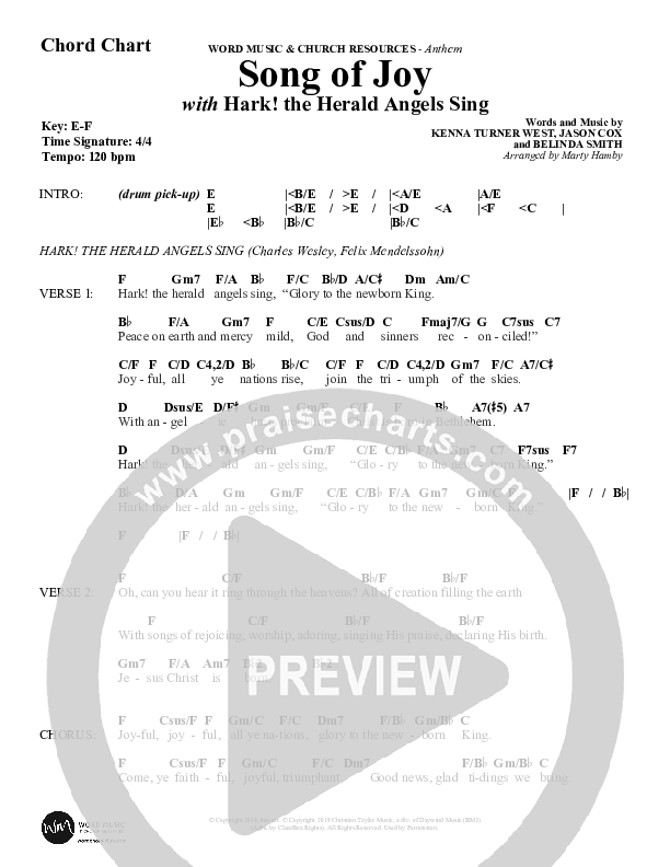 Song Of Joy with Hark The Herald Angels Sing (Choral Anthem SATB) Chord Chart (Word Music Choral / Arr. Marty Parks)