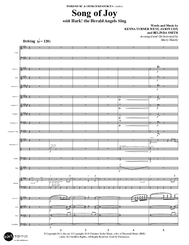 Song Of Joy with Hark The Herald Angels Sing (Choral Anthem SATB) Orchestration (Word Music Choral / Arr. Marty Parks)