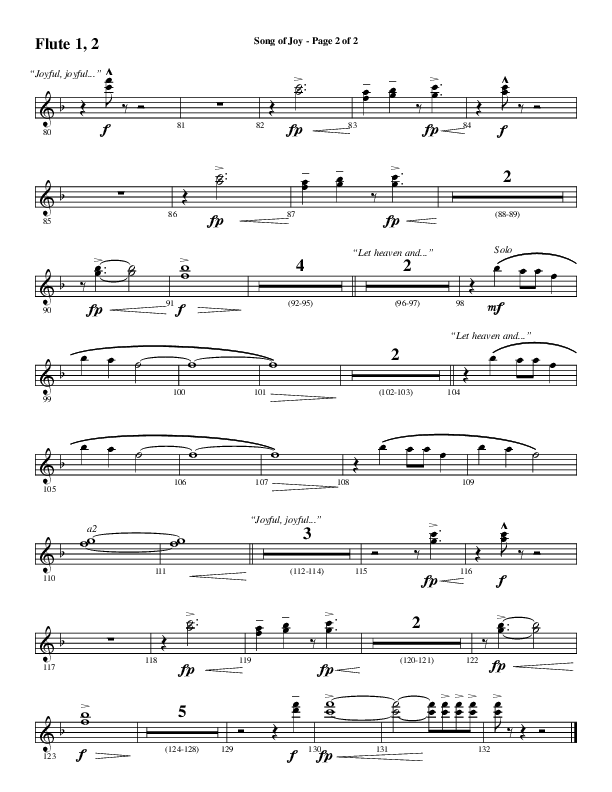Song Of Joy with Hark The Herald Angels Sing (Choral Anthem SATB) Flute 1/2 (Word Music Choral / Arr. Marty Parks)