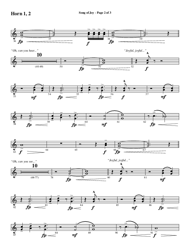 Song Of Joy with Hark The Herald Angels Sing (Choral Anthem SATB) French Horn 1/2 (Word Music Choral / Arr. Marty Parks)