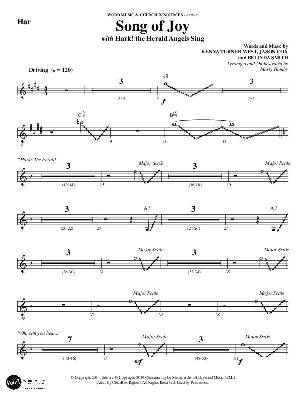 Song Of Joy with Hark The Herald Angels Sing (Choral Anthem SATB) Harp (Word Music Choral / Arr. Marty Parks)