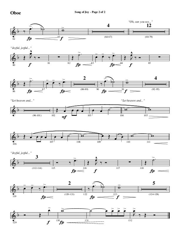 Song Of Joy with Hark The Herald Angels Sing (Choral Anthem SATB) Oboe (Word Music Choral / Arr. Marty Parks)
