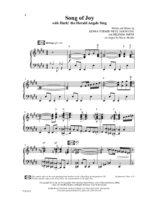 Song Of Joy with Hark The Herald Angels Sing (Choral Anthem SATB) Anthem (SATB/Piano) (Word Music Choral / Arr. Marty Parks)