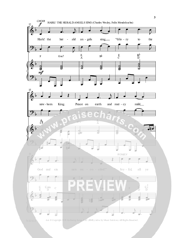 Song Of Joy with Hark The Herald Angels Sing (Choral Anthem SATB) Anthem (SATB/Piano) (Word Music Choral / Arr. Marty Parks)