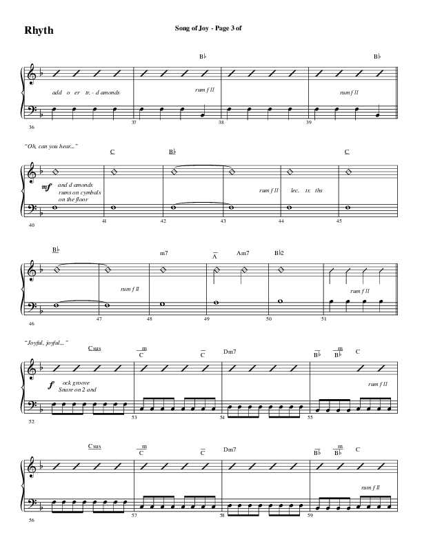 Song Of Joy with Hark The Herald Angels Sing (Choral Anthem SATB) Rhythm Chart (Word Music Choral / Arr. Marty Parks)
