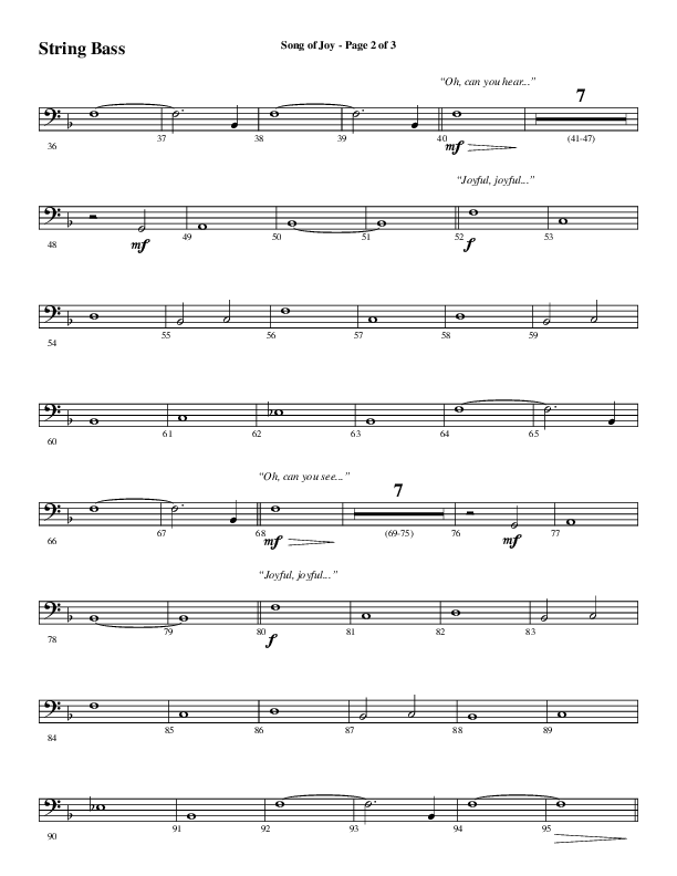 Song Of Joy with Hark The Herald Angels Sing (Choral Anthem SATB) String Bass (Word Music Choral / Arr. Marty Parks)