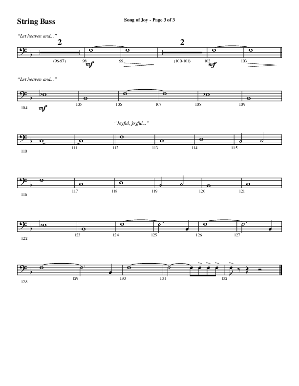 Song Of Joy with Hark The Herald Angels Sing (Choral Anthem SATB) String Bass (Word Music Choral / Arr. Marty Parks)