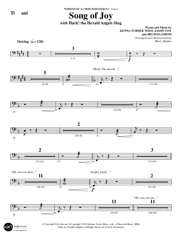 Song Of Joy with Hark The Herald Angels Sing (Choral Anthem SATB) Timpani (Word Music Choral / Arr. Marty Parks)