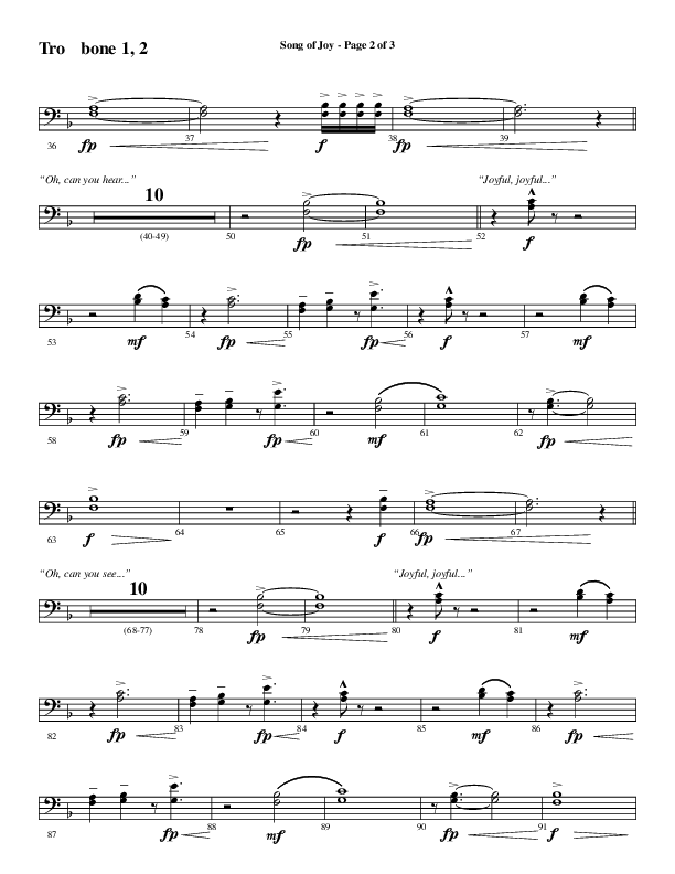 Song Of Joy with Hark The Herald Angels Sing (Choral Anthem SATB) Trombone 1/2 (Word Music Choral / Arr. Marty Parks)