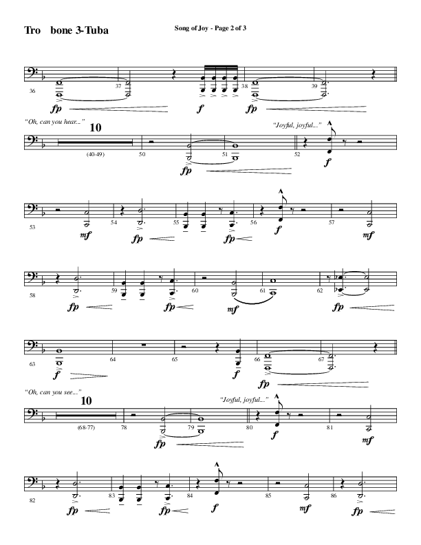 Song Of Joy with Hark The Herald Angels Sing (Choral Anthem SATB) Trombone 3/Tuba (Word Music Choral / Arr. Marty Parks)
