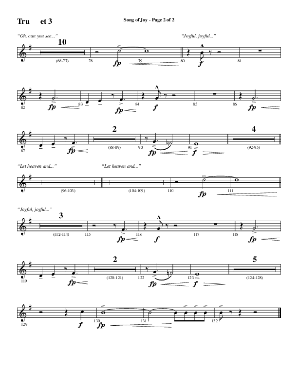 Song Of Joy with Hark The Herald Angels Sing (Choral Anthem SATB) Trumpet 3 (Word Music Choral / Arr. Marty Parks)